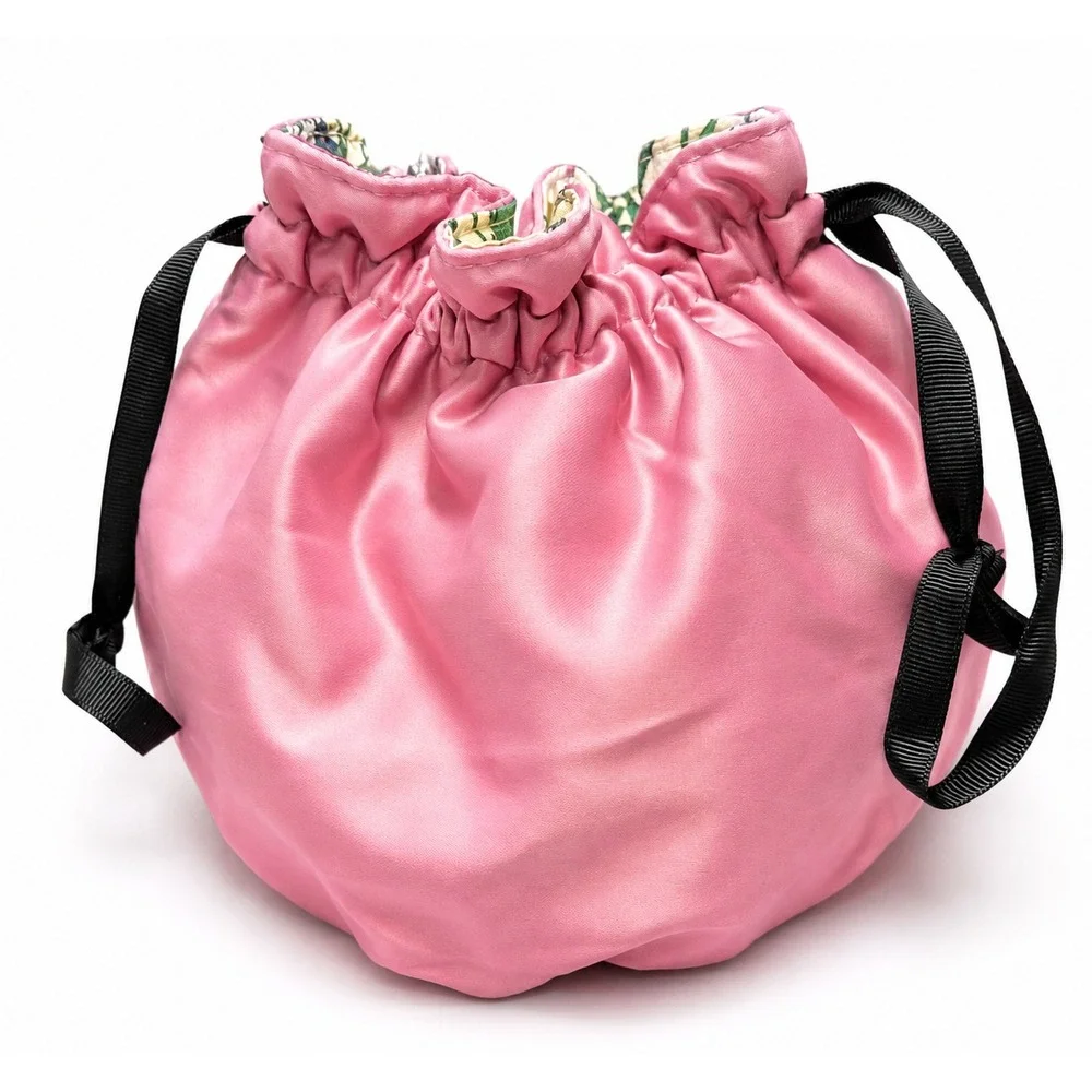 Gucci Beauty Jewelry Pouch Women OS Pink Floral Drawstring Travel Holder Pockets